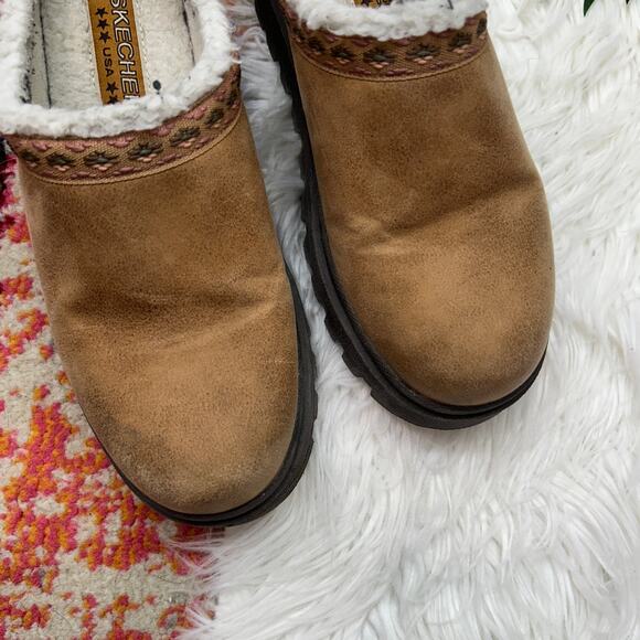 Skechers Shindigs Comfy Hour Platform Clog Mule 7 Y2K Style Slip On Tan Brown - Picture 3 of 11